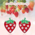 wholesale 925 Sterling Silver Red Enamel Fruit Stud Earrings (Strawberry)-0-2
