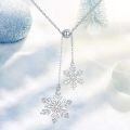wholesale 925 Sterling Silver CZ Double Snowflake Pendant Necklace - Winter s for Women-0-5