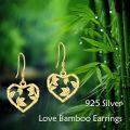 wholesale Gold 925 Sterling Silver Bamboo Heart Drop Earrings 16mm Small Huggie Jewelry for Women-0-4