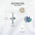 wholesale 925 Sterling Silver Butterfly & Flower Cross Pendant Necklace for Women Girls Christian  Ideas-0-3
