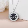 wholesale 925 Sterling Silver Round Zodiac Sign Constellation Pendant Necklace with Cubic Zirconia Stones and Chain for Women & Men-0-2