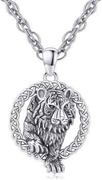 wholesale 925 Sterling Silver Vintage Style Tiger Head Pendant Chain Necklace for Men Women Gifts-Tiger