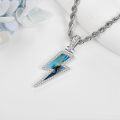 wholesale 925 Sterling Silver Abalone Shell Lightning Bolt Pendant Necklaces for Men & Women-0-2