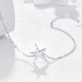 wholesale 925 Sterling Silver Chain with White Fire Opal Starfish Charm Bracelet - Ocean Inspired Jewelry for Women-0-1