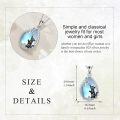 wholesale 925 Sterling Silver Teardrop Moonstone Black Cat Star Pendant Necklace-0-2
