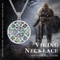 wholesale 925 Sterling Silver Round Celtic Knot & Vegvisir Pendant with Abalone Shell Inlay Chain Necklace s for Men and Women-0-1