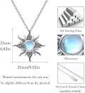 wholesale 925 Sterling Silver Blue Moonstone Star Burst Pendant Necklace for Women Girls  45cm Chain Length-0-3
