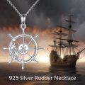 wholesale 925 Sterling Silver Ship's Wheel Anchor Nautical Pendant Necklace for Women-0-2