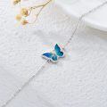 wholesale 14K Gold Chain with Blue Enamel Butterfly Charm Bracelet for Women - Animal Lovers' -0-1