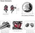 wholesale 925 Sterling Silver Heart and Dragon Stud Earrings Gothic Style Red Gemstone Jewelry for Women Gifts 2 Pcs Set-0-3