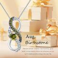 wholesale  925 Sterling Silver White Gold Plated Heart Birthstone Necklace with Infinity Symbol for Women, Hypoallergenic Romantic Jewelry Gift-0-4