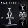 wholesale 925 Sterling Silver Oxidized Egyptian Ankh Cross Scarab Pendant Necklace-0-5