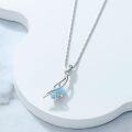 wholesale 925 Sterling Silver Blue Opal Leaf Shape Gemstone Pendant Necklace for Women Fine s-0-4