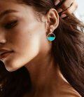 wholesale 925 Sterling Silver Round Genuine Turquoise Drop Earrings for Women-0-4
