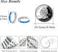 wholesale 925 Sterling Silver Blue Opal Hoop Earrings for Women, October Birthstone, Hypoallergenic, Christmas Gift, 15mm-0-2