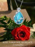 wholesale 925 Sterling Silver Blue Turquoise & Black Onyx Infinity Rose Pendant Necklace for Women Gemstone s-0-2