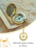 TOUPOP 14K Gold & Stone Compass Necklace For Women I'd Be Lost Without You-0-3
