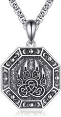 wholesale 925 Sterling Silver Viking Bear Claw Valknut Pendant Necklace for Men & Women-0-0
