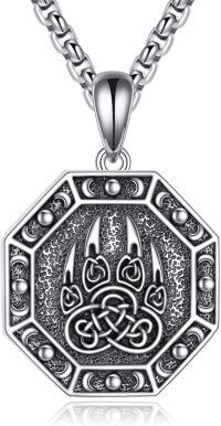 wholesale 925 Sterling Silver Viking Bear Claw Valknut Pendant Necklace for Men & Women-Bear Paw