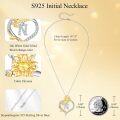 wholesale Gold Plated Sterling Silver Sunflower Letter Heart Pendant Necklace for Women-0-4