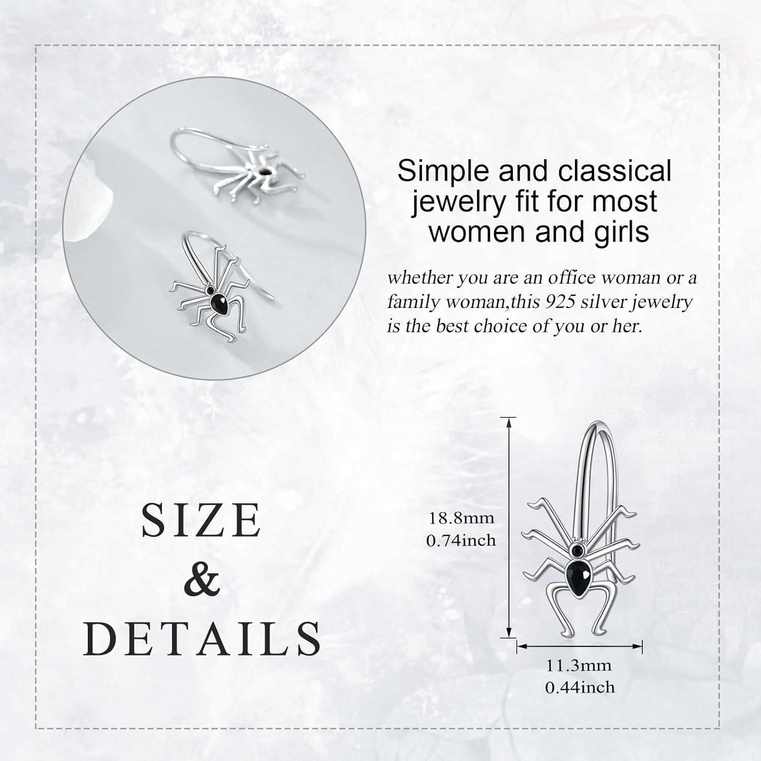 Sterling Silver Spider Earrings for Women Gothic Jewelry Gift for Girls-0-4