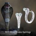 wholesale 925 Sterling Silver Snakeskin Design Emerald Stone Huggie Hoop Earrings - Cute Animal  for Women-0-2