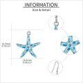 wholesale 925 Sterling Silver Starfish Drop Dangle Hook Earrings with Blue Enamel and Crystal Accents  for Women Girls Mother's Day Birthday Anniversary Christmas Present Idea 4cm Long (Blue)-0-4