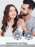 wholesale 925 Sterling Silver Blue Moonstone Filigree Drop Earrings for Women-0-1