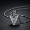 wholesale 925 Sterling Silver Viking Arrowhead Pendant Necklace  for Men - Antique Style Norse Jewelry with Intricate Design and Chain (Length: 24)-0-2