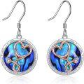 wholesale 925 Sterling Silver Round Abalone Shell Stethoscope Dangle Earrings for Nurses - Medical  Ideas-0-0