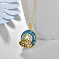 wholesale 925 Sterling Silver Round Blue Topaz Moon & Mountains Pendant Necklace for Women Christian s-0-2