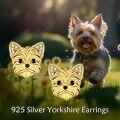 wholesale 925 Sterling Silver Yorkshire Terrier Dog Stud Earrings Jewelry for Women Puppy Gifts-0-5