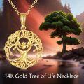 wholesale 14K Gold Claddagh Tree of Life Pendant Necklace - Real for Women-0-5
