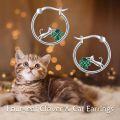 wholesale 925 Sterling Silver Cat Clover Hoop Earrings - Adorable Lucky Charm Gift for Her-0-2