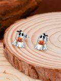 wholesale 925 Sterling Silver Halloween Ghost Pumpkin Stud Earrings-0-4