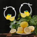 wholesale 925 Sterling Silver Lemon Slice Hoop Earrings Fruit -0-5