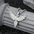wholesale 925 Sterling Silver White Fire Opal Heart Dove Pendant Necklace for Women Girls Gift-0-15