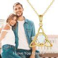 wholesale 14K Gold White Opal Heart Celtic Knot Triquetra Pendant Necklace for Women-0-1