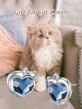 wholesale 925 Sterling Silver Blue Heart Cat Earrings-0-3
