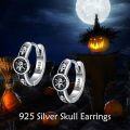wholesale 925 Sterling Silver Skull & Crossbones Huggie Hoop Earrings for Men and Women - Unique Gift Idea-0-1