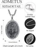wholesale 925 Sterling Silver Admetus Patron Saint Necklace | Amulet Cross Jewelry for Men with 2.5mm 22+2 Rolo Chain -0-1