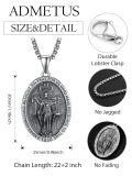 wholesale 925 Sterling Silver Admetus Patron Saint Necklace | Amulet Cross Jewelry for Men with 2.5mm 22+2 Rolo Chain -0-1