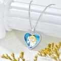 wholesale 925 Sterling Silver Heart-Shaped Aries Turquoise Pendant Necklace for Women-0-4