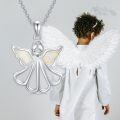 wholesale 925 Sterling Silver Opal Winged Angel Pendant Necklace for Women - Guardian-0-1