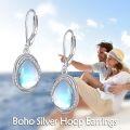 wholesale 925 Sterling Silver White Gold Plated Moonstone Boho Earrings 12mm-0-4