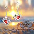 wholesale 925 Sterling Silver Crab Heart-Shaped Crystal Dangle Drop Earrings - Ocean Inspired Jewelry for Women Gifts-0-1