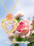 TOUPOP 14K Gold & Stone Flower Heart Pendant Necklace for Women-0-4