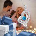 wholesale TOUPOP Mothers Day Gifts For Mom Turquoise Necklace Sterling Silver Double Heart Pendant Necklace With December Birthstone Birthday Christmas Jewelry Gifts For Women -0-2