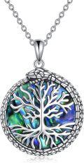 wholesale 925 Sterling Silver Tree of Life Abalone Shell Pendant Necklace for Women Girls-0-0