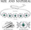 wholesale 925 Sterling Silver Green Crystal Flower Bracelet for Women-0-5